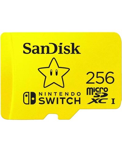 Sandisk MICROSDXC FOR NINTENDO COBRANDED 256GB. V30. U3. C10. A1. UHS-1. 100MB/s R. 90MB/s W