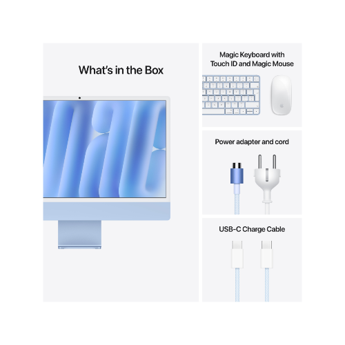 Apple 24-inch iMac with Retina 4.5K display: Apple M4 chip with 10‑core CPU and 10‑core GPU. 16GB. 256GB SSD - Blue