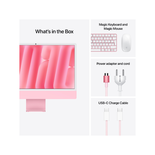Apple 24-inch iMac with Retina 4.5K display: Apple M4 chip with 10‑core CPU and 10‑core GPU. 16GB. 256GB SSD - Pink