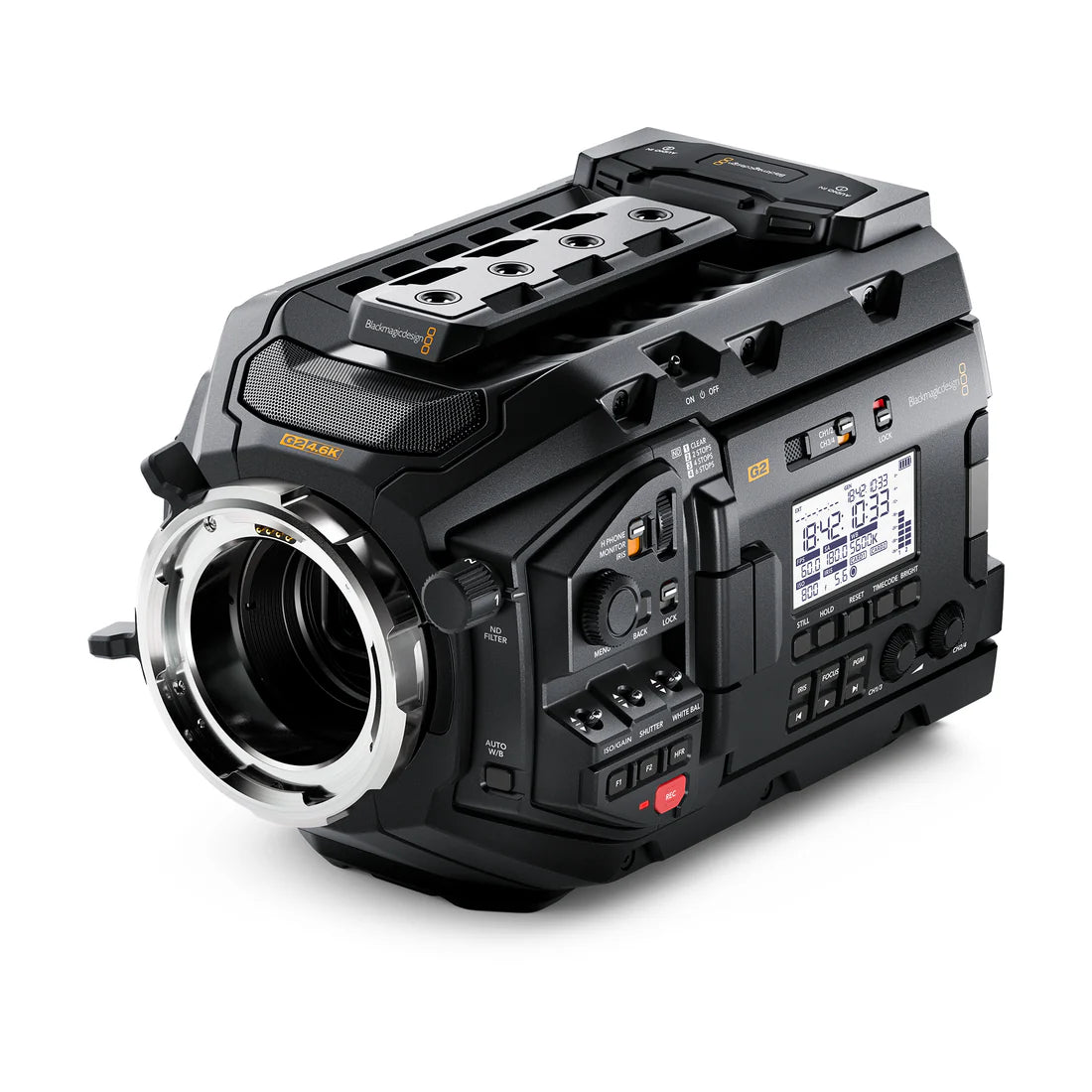 Blackmagic URSA Mini Pro 4.6K G2 EF (body only). Side Handle & LANC Cable not included