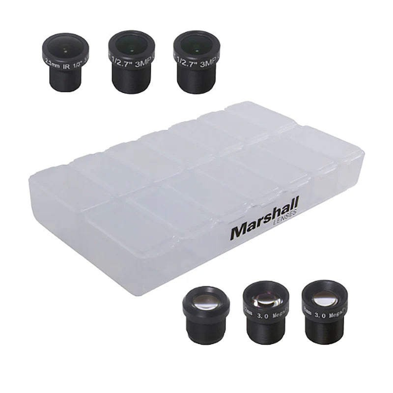 Marshall 2.3mm, 2.8mm, 6mm, 8mm, 12mm & 16mm M12 Pack with Multi Case