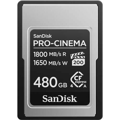 SanDisk PRO-CINEMA CFexpress Type A Card, 480GB, Up to 1800MB/s read speed, up to 1650MB/s write speed