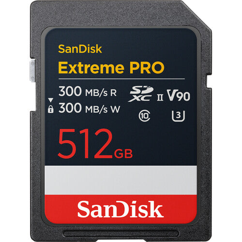 SanDisk Extreme PRO 512GB V90 UHS-II SD cards, 300/300MB/s,V90,C10,U3,UHS-II 8K Video