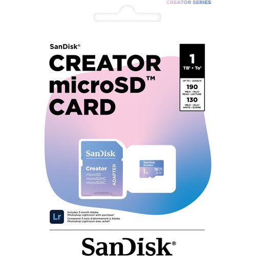 SanDisk Creator microS Card UHS-I with Adapter 1TB Up to 190MB/s read,Up to 130MB/s Write
