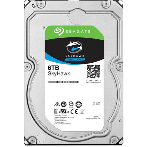 Seagate Skyhawk 6TB 3.5" Hard Drive Surveillance Drives; SATA 6GB/s Hard Drive