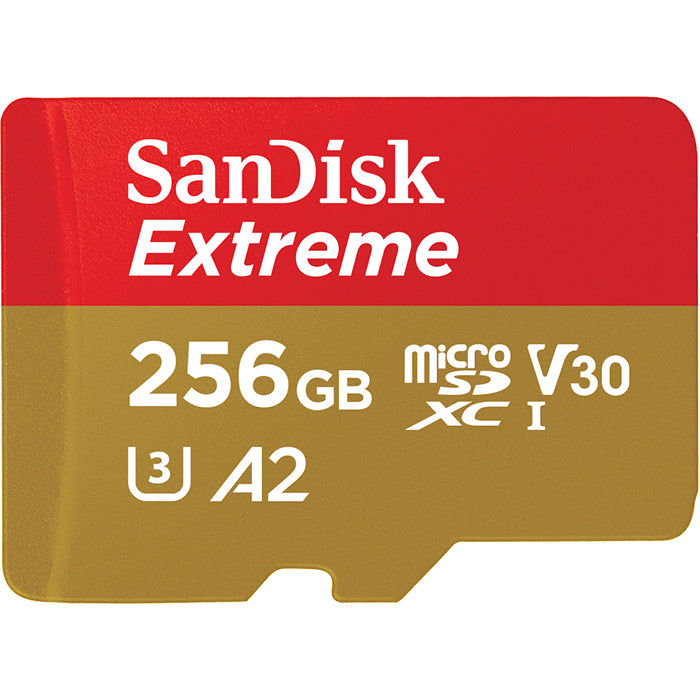 SanDisk Extreme microSD UHS I Card 256GB for 4K Video 190MB/s Read. 90MB/s Write
