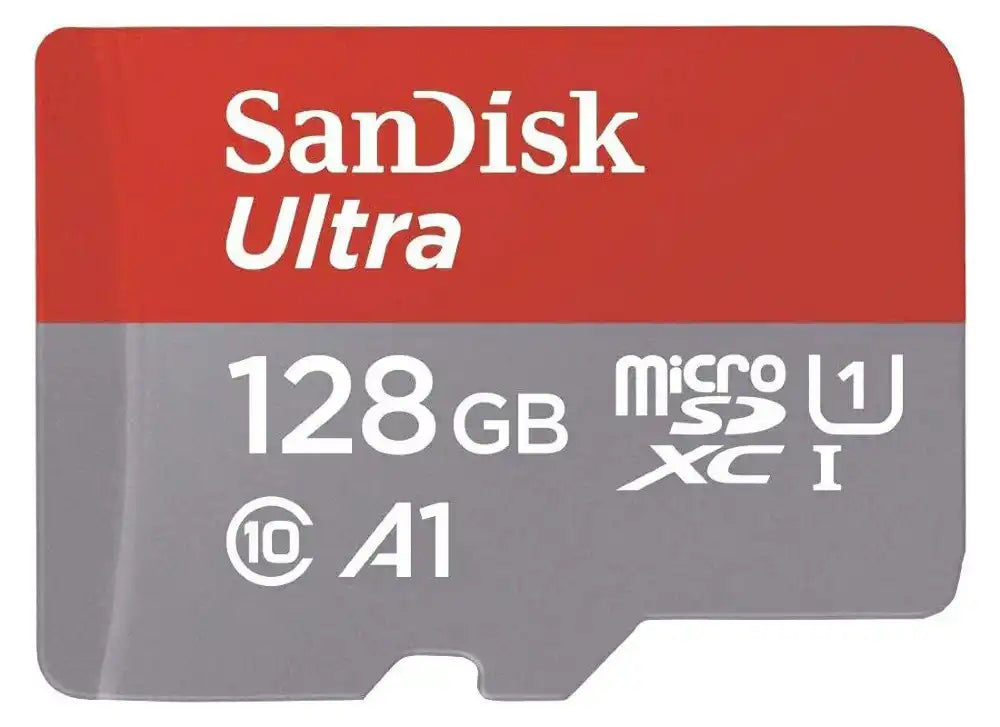 SanDisk Ultra microSDXC. 128GB. U1. C10. A1. UHS-1. 140MB/s R. 4x6. 10Y
